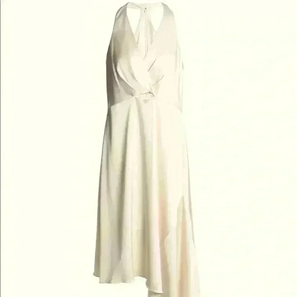 Halston Heritage Evening Collection Halter Satin Cream Dress Size‎ 0 - Picture 4 of 15